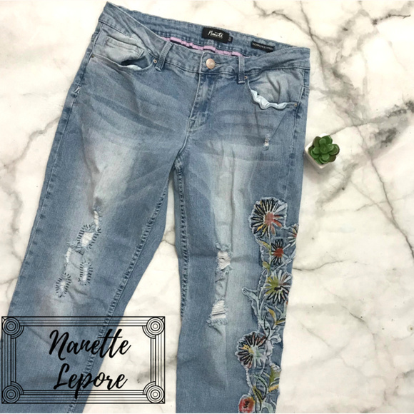 nanette lepore embroidered jeans